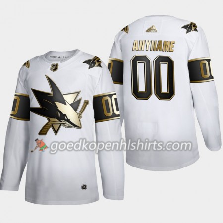 San Jose Sharks Custom Adidas 2019-2020 Golden Edition Wit Authentic Shirt - Mannen